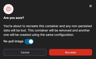 Portainer - Re-create Container