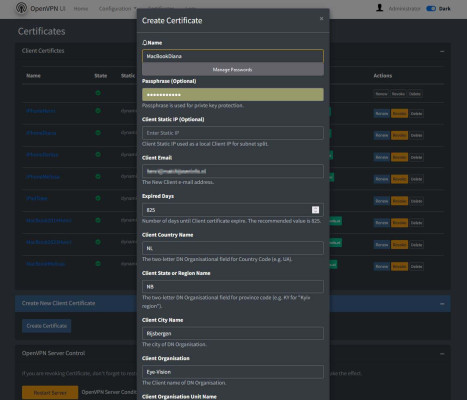 OpenVPN-UI-  Toevoegen Nieuwe Client