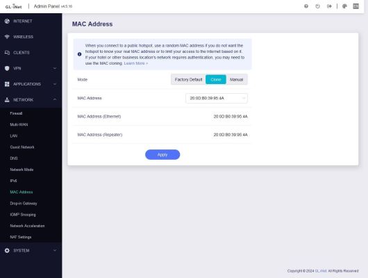 Beryl AX- GL-MT3000 - Network - Network-Mode