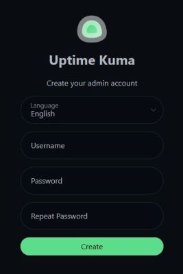 Uptime Kuma - Create admin account