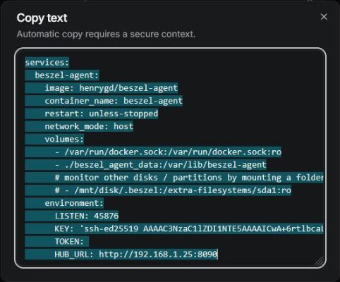 Beszel docker-compose.yml file voor Beszel-Agent