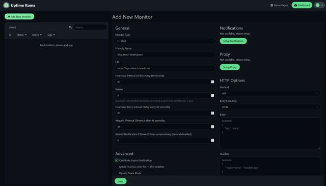 Uptime Kuma - Add New Monitor