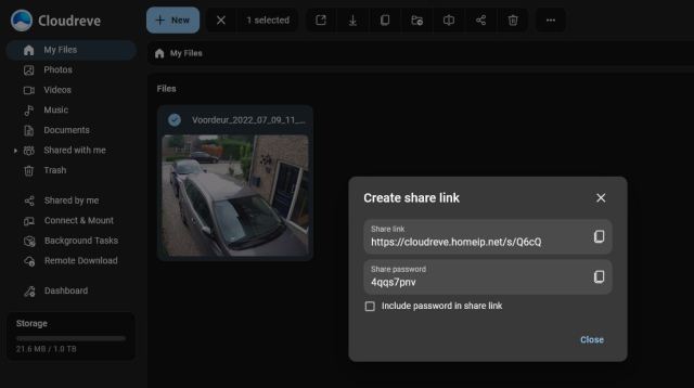 Cloudreve - Create share link