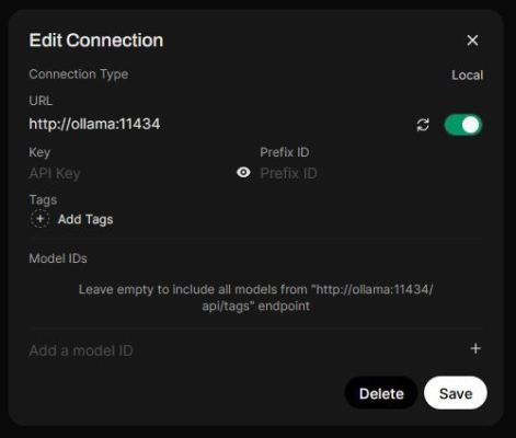Open-WebUI - Edit Connection