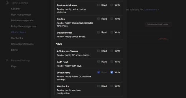 Tailscale - Generate OAuth Client