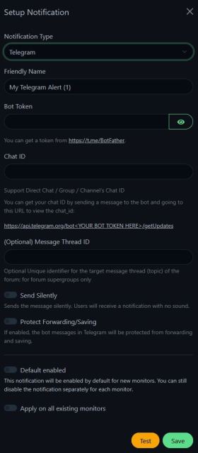 Uptime Kuma - Setup Notification
