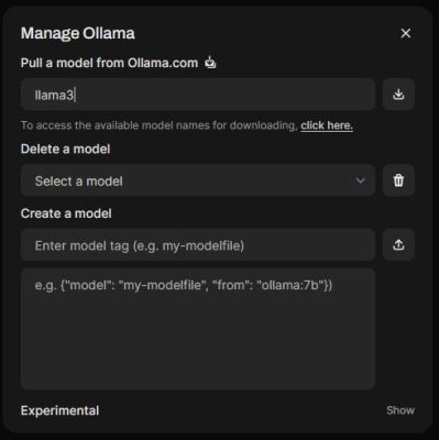 Open-WebUI - Manage Ollama