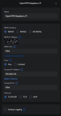 Unifi Forward Rule
