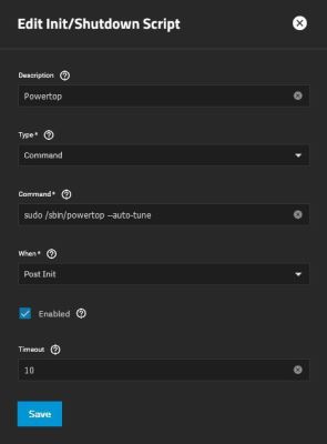 TrueNAS SCALE - Init-Shutdown Script - powertop