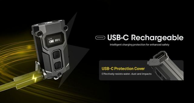 Nitecore Tini3 USB-C opladen