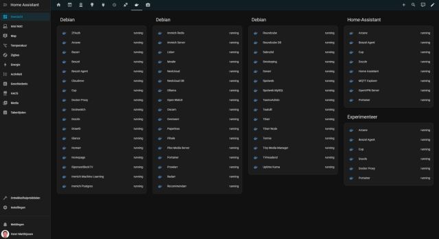 Overzicht Docker containers in Home-Assistant
