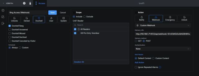 Unifi Access - Webhook
